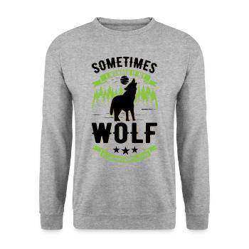 Wolf lover gift wolf pack - Unisex Sweatshirt - salt & pepper - Front - Alina (178cm) & Michal (187cm)