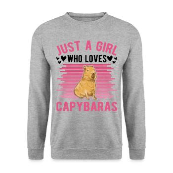 Just a Girl Who loves Capybaras Capybara Mädchen - Unisex Sweatshirt - salt & pepper - Front - Alina (178cm) & Michal (187cm)