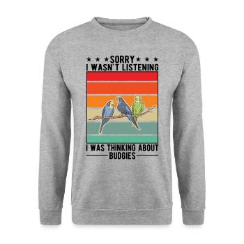 Budgerigar Cadeau Welli Perruche - Sweat-shirt Unisexe - gris chiné - Devant - Alina (178cm) & Michal (187cm)