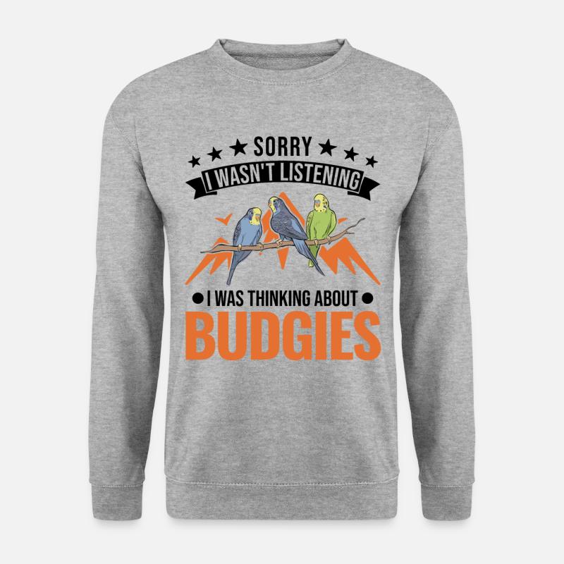Budgie Gift Welli Parakeet - Unisex Sweatshirt - salt & pepper