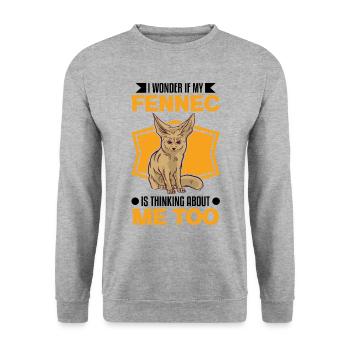 Fennek Geschenk Wüstenfuchs - Unisex Pullover - Weißgrau meliert - Vorne - Alina (178cm) & Michal (187cm)