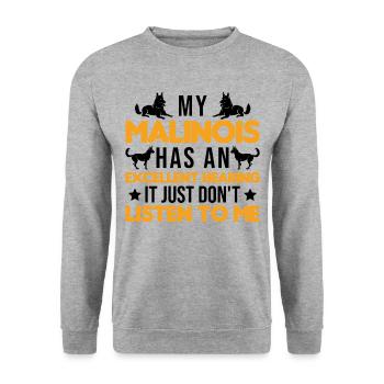Malinois Gift Belgian Shepherd - Unisex Sweatshirt - salt & pepper - Front - Alina (178cm) & Michal (187cm)