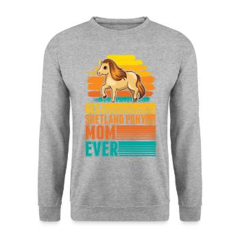 Best Shetland Pony Mom Ever Shetty Mama - Unisex Pullover - Weißgrau meliert - Vorne - Alina (178cm) & Michal (187cm)