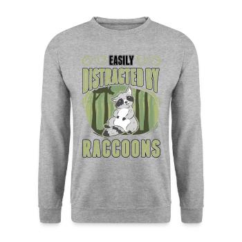 Facilement distrait par le raton laveur Waschbär - Sweat-shirt Unisexe - gris chiné - Devant - Alina (178cm) & Michal (187cm)