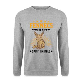 Fennek Spirit Animal Desert Fox - Unisex Sweatshirt - salt & pepper - Front - Alina (178cm) & Michal (187cm)