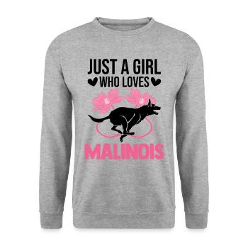 Malinois Girl Belgian Shepherd - Unisex Sweatshirt - salt & pepper - Front - Alina (178cm) & Michal (187cm)