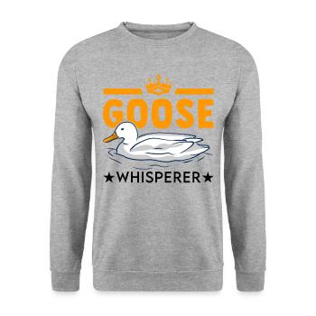 Geese Whisperer Gift Goose Breeder Goose - Unisex Sweatshirt - salt & pepper - Front - Alina (178cm) & Michal (187cm)