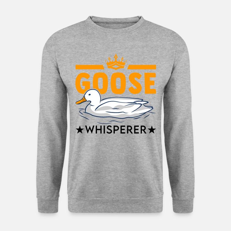 Gänse Flüsterer Geschenk Gänsezüchter Gans - Unisex Pullover - Weißgrau meliert