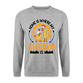 Poulets Home Farmer Poulet - Sweat-shirt Unisexe - gris chiné - Devant - Alina (178cm) & Michal (187cm)