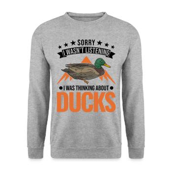 Amoureux du canard cadeau éleveur de canard - Sweat-shirt Unisexe - gris chiné - Devant - Alina (178cm) & Michal (187cm)