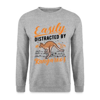 Easily distracted by Kangaroos Kangaroo - Unisex Sweatshirt - salt & pepper - Front - Alina (178cm) & Michal (187cm)