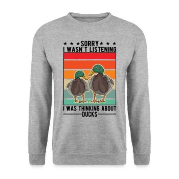 Amoureux du canard cadeau éleveur de canard - Sweat-shirt Unisexe - gris chiné - Devant - Alina (178cm) & Michal (187cm)