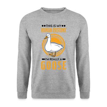 Geese Human Costume Halloween Goose Farmer Goose Goose - Unisex Sweatshirt - salt & pepper - Front - Alina (178cm) & Michal (187cm)