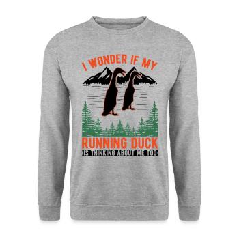 Indian Running Duck Bouteille cadeau Canard Canard - Sweat-shirt Unisexe - gris chiné - Devant - Alina (178cm) & Michal (187cm)