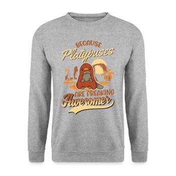 Platypus Gift Platypus - Unisex Sweatshirt - salt & pepper - Front - Alina (178cm) & Michal (187cm)