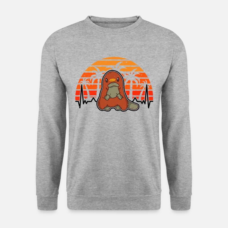 Schnabeltier Herzschlag Retro - Unisex Pullover - Weißgrau meliert