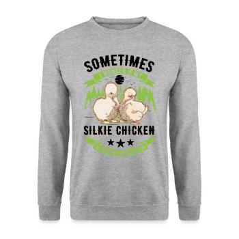 Silk Chicken Cadeau Silkie Chicken Silkie Chicken - Sweat-shirt Unisexe - gris chiné - Devant - Alina (178cm) & Michal (187cm)