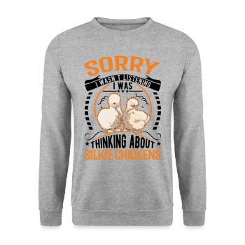 Silk Chicken Cadeau Silkie Chicken Silkie Chicken - Sweat-shirt Unisexe - gris chiné - Devant - Alina (178cm) & Michal (187cm)