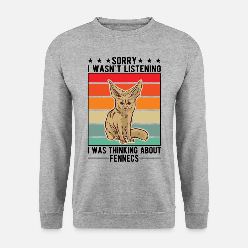 Fennek Geschenk Wüstenfuchs Fennec - Unisex Pullover - Weißgrau meliert