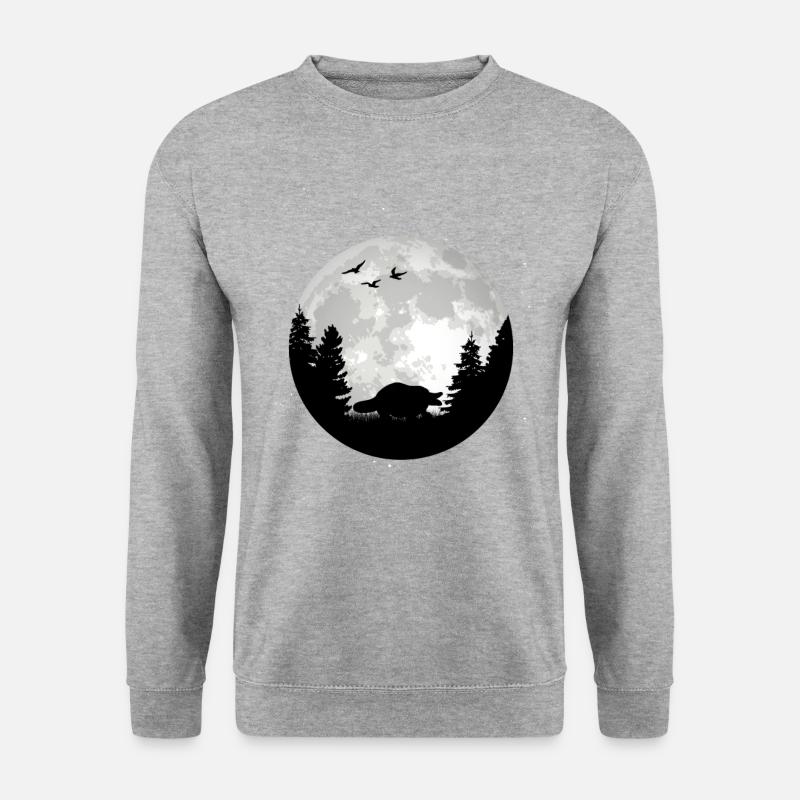 Schnabeltier Mond - Unisex Pullover - Weißgrau meliert