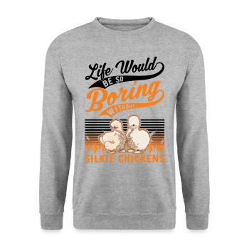 Silk Chicken Cadeau Silkie Chicken Silkie Chicken - Sweat-shirt Unisexe - gris chiné - Devant - Alina (178cm) & Michal (187cm)