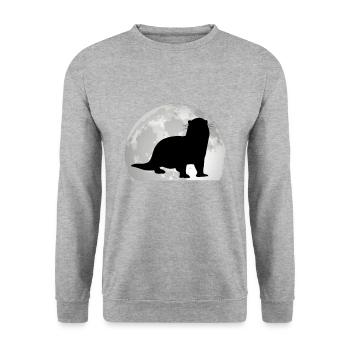 Otter Mond Fischotter Seeotter - Unisex Pullover - Weißgrau meliert - Vorne - Alina (178cm) & Michal (187cm)