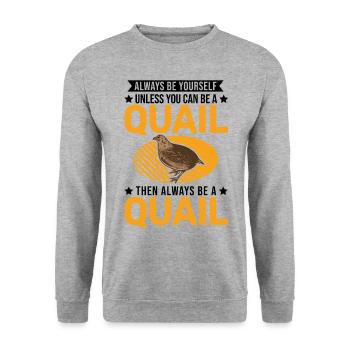 Always be yourself Quail Wachtel - Unisex Pullover - Weißgrau meliert - Vorne - Alina (178cm) & Michal (187cm)