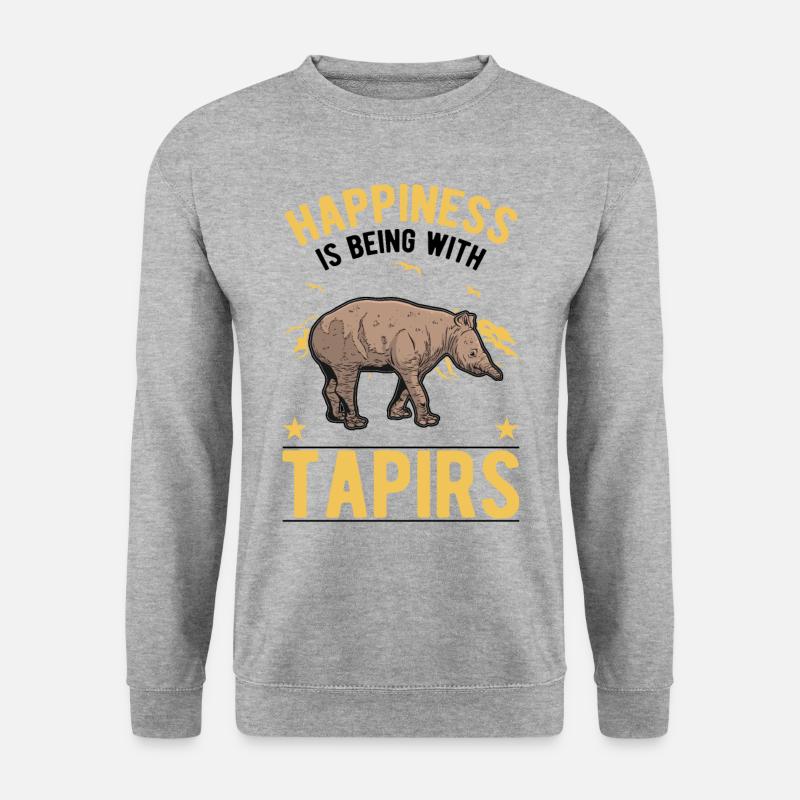 Tapir Glück Flachlandtapir Tapirdae Tapir - Unisex Pullover - Weißgrau meliert