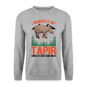 Tapir Geschenk Flachlandtapir Tapirdae Tapir - Unisex Pullover - Weißgrau meliert - Vorne - Alina (178cm) & Michal (187cm)