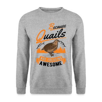 Because Quails are freaking awesome Wachtel - Unisex Pullover - Weißgrau meliert - Vorne - Alina (178cm) & Michal (187cm)
