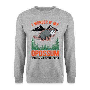 Opossum Cadeau Marsupial Opossum - Sweat-shirt Unisexe - gris chiné - Devant - Alina (178cm) & Michal (187cm)