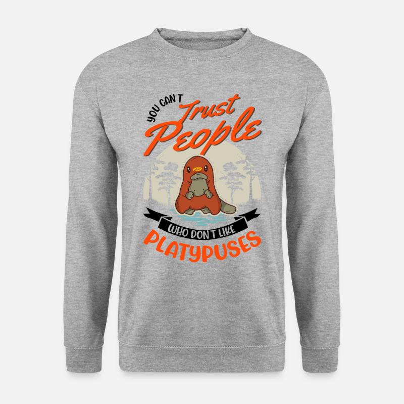 Schnabeltier Geschenk Platypus - Unisex Pullover - Weißgrau meliert