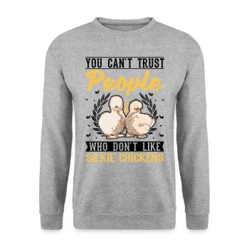 Silk Chicken Cadeau Silkie Chicken Silkie Chicken - Sweat-shirt Unisexe - gris chiné - Devant - Alina (178cm) & Michal (187cm)