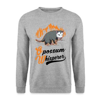 Opossum Flüsterer Opossum Whisperer Beutelratte - Unisex Pullover - Weißgrau meliert - Vorne - Alina (178cm) & Michal (187cm)