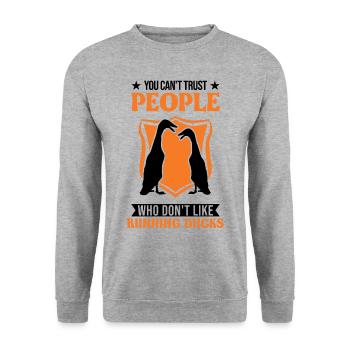 Indian Running Duck Gift Running Duck - Unisex Sweatshirt - salt & pepper - Front - Alina (178cm) & Michal (187cm)