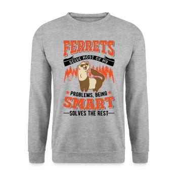 Amoureux du furet Cadeau furet - Sweat-shirt Unisexe - gris chiné - Devant - Alina (178cm) & Michal (187cm)