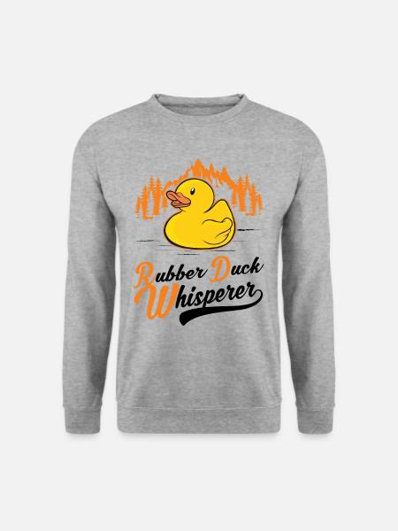 Gummienten Flüsterer Quietscheente Badeente - Unisex Pullover - Weißgrau meliert