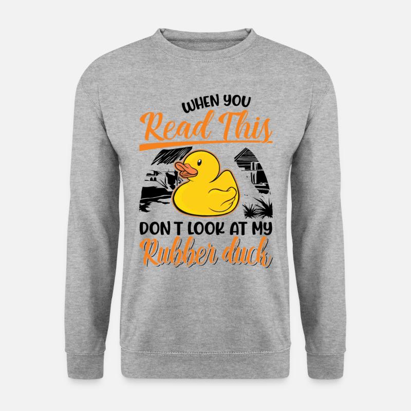 Gummiente Geschenk Quietscheente Badeente - Unisex Pullover - Weißgrau meliert