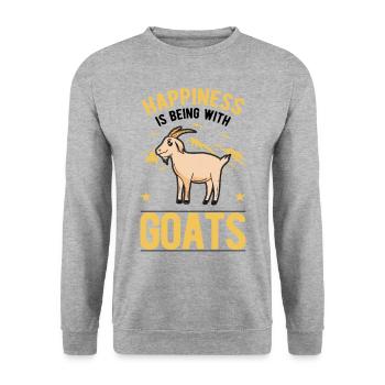 Goats Happiness Goat Host Goat - Unisex Sweatshirt - salt & pepper - Front - Alina (178cm) & Michal (187cm)