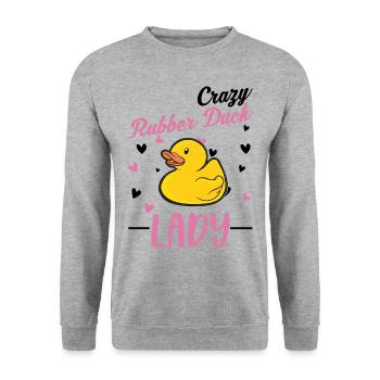 Canard en caoutchouc fou Lady Gummiente - Sweat-shirt Unisexe - gris chiné - Devant - Alina (178cm) & Michal (187cm)