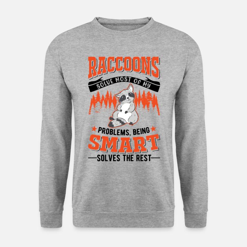 Waschbär Geschenk Raccoon - Unisex Pullover - Weißgrau meliert