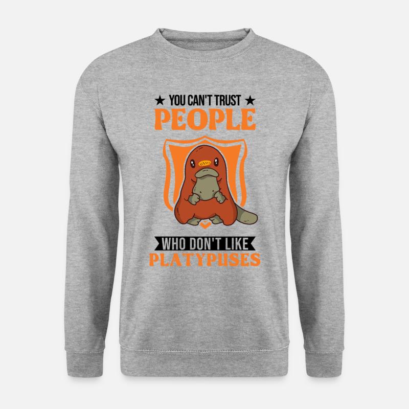 Schnabeltier Geschenk Platypus - Unisex Pullover - Weißgrau meliert
