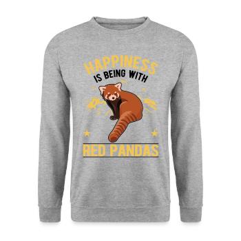 Red Panda Lucky Cat Bear - Unisex Sweatshirt - salt & pepper - Front - Alina (178cm) & Michal (187cm)