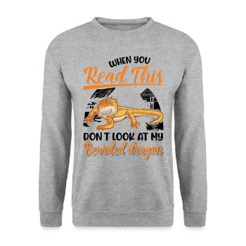 Dragon barbu Cadeau Dragon Barbu Pogona - Sweat-shirt Unisexe - gris chiné - Devant - Alina (178cm) & Michal (187cm)