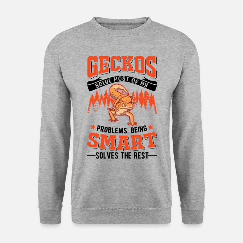 Gecko Geschenk Leopardgecko - Unisex Pullover - Weißgrau meliert