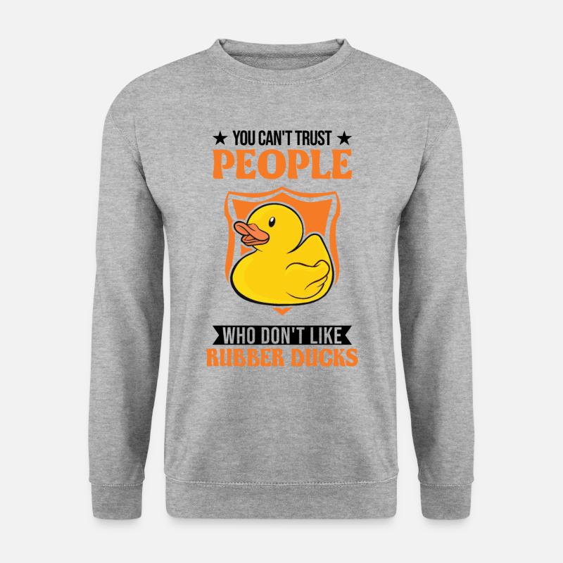 Gummiente Geschenk Quietscheente Badeente - Unisex Pullover - Weißgrau meliert