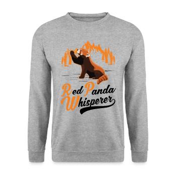 Roter Panda Flüsterer Red Panda Whisperer - Unisex Pullover - Weißgrau meliert - Vorne - Alina (178cm) & Michal (187cm)