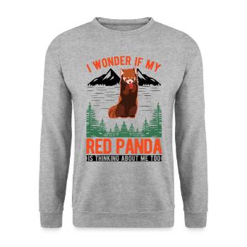 Red Panda Cadeau Chat Ours Panda Rouge - Sweat-shirt Unisexe - gris chiné - Devant - Alina (178cm) & Michal (187cm)