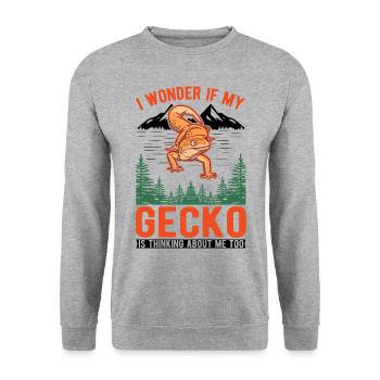 Gecko Cadeau Léopard Gecko - Sweat-shirt Unisexe - gris chiné - Devant - Alina (178cm) & Michal (187cm)
