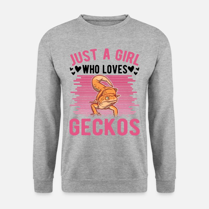 Gecko Mädchen Leopardengecko - Unisex Pullover - Weißgrau meliert